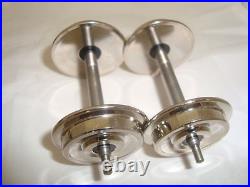 10 PAIR 20 AXLES OF WORLDS BEST ROLL-EZ Silver Chrome Metal G Scale Train Wheels 10 PAIR 20 AXLES OF WORLDS BEST ROLL-EZ Silver Chrome Metal G Scale Train Wheels