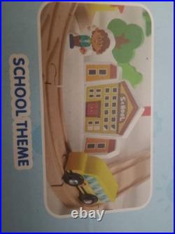 110PCS Wooden Train Set Toy Magnetic Trains with Wooden Track Set for Kids