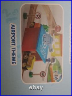 110PCS Wooden Train Set Toy Magnetic Trains with Wooden Track Set for Kids