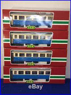 (4) Lot Set- LGB Passenger Coach Car MOB Train Set 35670 Metal Wheels Lighted