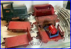 Antique 1920s Buddy L Industrial Coal Train Pressed Steel Railroad 14 piece set