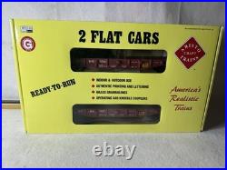 Aristocraft G Scale 2 Flat Cars W Stakes Santa Fe #ART-46320T For Train Set