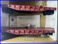 Aristocraft G Scale 2 Flat Cars W Stakes Santa Fe #ART-46320T For Train Set