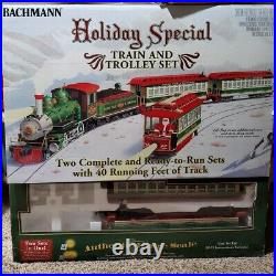 BACHMANN BIG HAULERS HOLIDAY SPECIAL G-SCALE TRAIN & TROLLEY SET 2 Trains in One