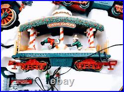 BRIGHT THE HOLIDAY EXPRESS ANIMATED TRAIN SET 387. LARGE 7 PC SET Complete