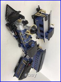 BROKEN TRACK GreatLand Holiday Express Train G Scale BLUE CIB WORKS New Bright BROKEN TRACK GreatLand Holiday Express Train G Scale BLUE CIB WORKS New Bright