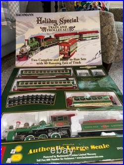 Bachmann G 90054 Christmas Holiday Special Train & Trolley Set Read no dvd