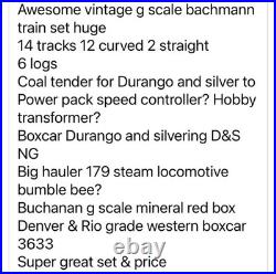 Bachmann Large Scale Coal Tender Durango Box Car Transformer Tracks ++Train Set