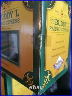 Buddy L Railway Express Train Set G Scale Diecast Engine Tender Box Car Lot of 5
