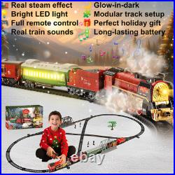 Classic Large Christmas Holiday Train Set With Real Smoke Light Sound Kids Gift
