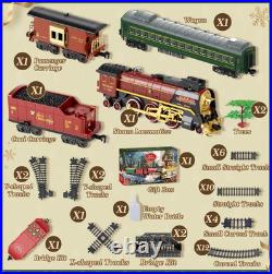 Classic Large Christmas Holiday Train Set With Real Smoke Light Sound Kids Gift