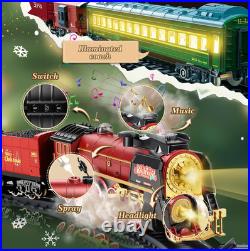 Classic Large Christmas Holiday Train Set With Real Smoke Light Sound Kids Gift