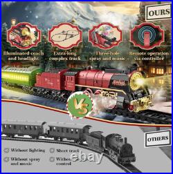 Classic Large Christmas Holiday Train Set With Real Smoke Light Sound Kids Gift