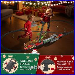 Classic Large Christmas Holiday Train Set With Real Smoke Light Sound Kids Gift