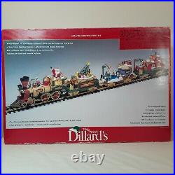 DILLARD'S TRIMMINGS ANIMATED CHRISTMAS TRAIN SET -G Scale By NEW BRIGHT Complete