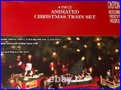 DILLARD'S TRIMMINGS Animated CHRISTMAS TRAIN 4 Piece Set G Scale TestedOpen Box