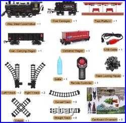 Electric Alloy Train Set for Kids Ages 4-8, Remote Control Metal Christmas Train
