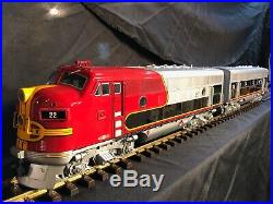G Scale USA Trains F3 ABBA Set in CHROME Santa Fe livery with SOUND