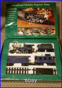 GreatLand Holiday Express Train G Scale 1995 BLUE New Bright Complete, EUC works