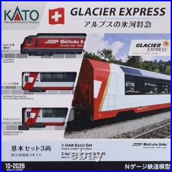 KATO 10-2026 N Scale Glacier Express Basic Set 3 Cars RhB Swiss Train Model