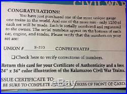 Kalamazoo Union Civil War Number Limited Edition Train Set G Scale 20001-2 USA