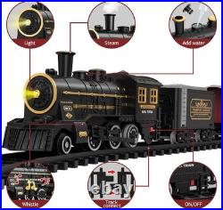 Kids Train Set Electric Steam Locomotive with Sounds Light Retro Model Toy
