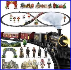 Kids Train Set Electric Steam Locomotive with Sounds Light Retro Model Toy