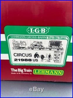 LGB #21988US CIRCUS TRAIN, 7-Pc SET G-SCALE withTransformer & Box
