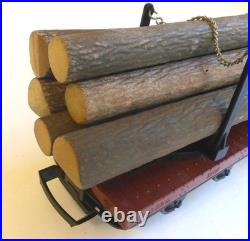 LGB GARDEN TRAIN SET OF LOG FLATBED CARS with 6 LGB LOGS G SCALE LOGGING