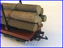 LGB GARDEN TRAIN SET OF LOG FLATBED CARS with 6 LGB LOGS G SCALE LOGGING