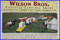 LGB Wilson bros Full Set! RARE Locomotive, 11 Train Cars, 3 Wagons, Bulldozer LGB Wilson bros Full Set! RARE Locomotive, 11 Train Cars, 3 Wagons, Bulldozer
