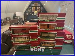LGB Wilson bros Full Set! RARE Locomotive, 11 Train Cars, 3 Wagons, Bulldozer LGB Wilson bros Full Set! RARE Locomotive, 11 Train Cars, 3 Wagons, Bulldozer