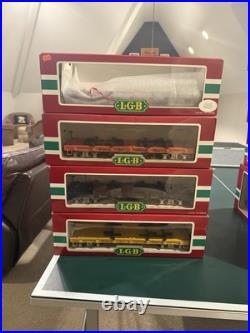 LGB Wilson bros Full Set! RARE Locomotive, 11 Train Cars, 3 Wagons, Bulldozer LGB Wilson bros Full Set! RARE Locomotive, 11 Train Cars, 3 Wagons, Bulldozer