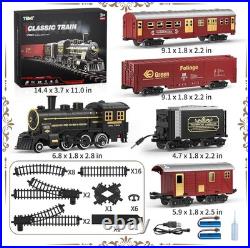 Large Electric Toy Train Set for Boys & Girls, Steam Engine with Carriages