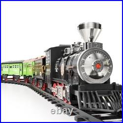 Large Electric Train Set for Kids Smoke, Lights & Sounds, Cargo Cars, Long Tra