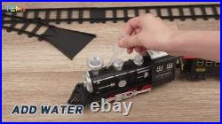 Large Electric Train Set for Kids Smoke, Lights & Sounds, Cargo Cars, Long Tra