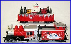 Lgb Coca Cola Christmas Holiday Train Set Smoke Locomotive Gondola Caboose Led