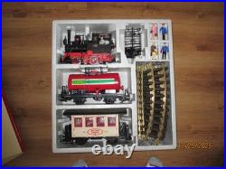 Lgb G Scale 20401 Steam Locomotive 2 Car Freight Train Set With People & Track