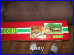 Lgb G Scale 20401 Steam Locomotive 2 Car Freight Train Set With People & Track