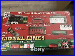 Lionel Lines 36 Piece G-Gauge Christmas Train Set With Remote in box Tested Lionel Lines 36 Piece G-Gauge Christmas Train Set With Remote in box Tested