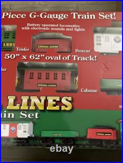 Lionel Lines 36 Piece G-Gauge Christmas Train Set With Remote in box Tested Lionel Lines 36 Piece G-Gauge Christmas Train Set With Remote in box Tested