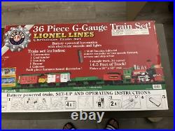 Lionel Lines 36 Piece G-Gauge Christmas Train Set With Remote in box Tested