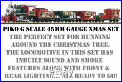 NEW XMAS SMOKE & SOUND PIKO G SCALE 45mm GAUGE RAILWAY TRAIN STARTER SET RAILWAY