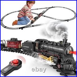 RC Train Set for Kids, Alloy Steam Locomotive with Cars and Tracks
