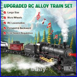 RC Train Set for Kids, Alloy Steam Locomotive with Cars and Tracks Train Set f