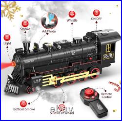 RC Train Set for Kids, Steam Locomotive, Light-Up Cars and Tracks
