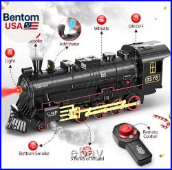RC Train Set for Kids, Steam Locomotive, Light-Up Cars and Tracks