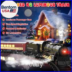 RC Train Set for Kids, Steam Locomotive, Light-Up Cars and Tracks