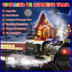 RC Train Set for Kids, Steam Locomotive, Light-Up Cars and Tracks