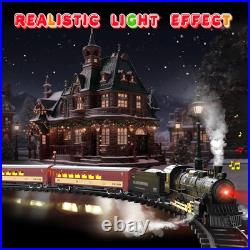 RC Train Set for Kids, Steam Locomotive, Light-Up Cars and Tracks